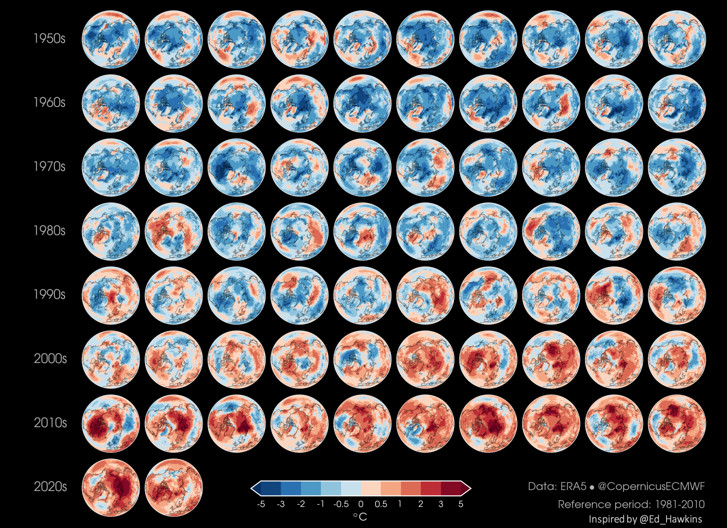 ERA5 annual mean temperature anomaly